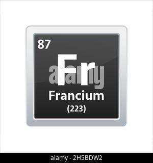 Francium symbol. Chemical element of the periodic table. Vector stock illustration Stock Vector