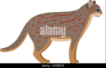 Predator with spots. Cartoon fluffy exotic mammal, cute spotted beast of nature, vector illustration of rusty cat isolated on white background Stock Vector