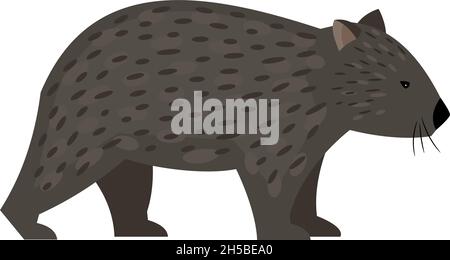 Exotic australian animal. Cartoon cute character of wildlife, friendly beast of nature, vector illustration of wombat isolated on white background Stock Vector