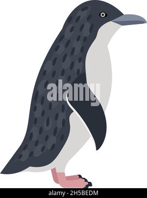 Antarctic penguin. Cartoon mammal of winter nature, bird living on iceberg, symbol of cold, vector illustration of emperor penguin isolated on white background Stock Vector