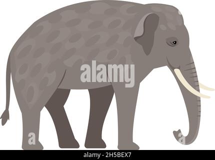 Grey elephant. Cartoon big character of zoo, funny and dangerous animal, vector illustration of exotic beast of wildlife isolated on white background Stock Vector