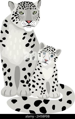 Snow leopard isolated on white background illustration Stock Vector ...