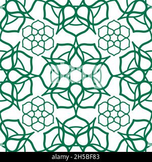Seamless pattern with traditional Oriental Arabic Muslim green ornament Stock Vector
