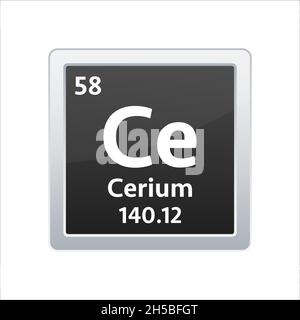 Cerium symbol. Chemical element of the periodic table. Vector stock illustration Stock Vector