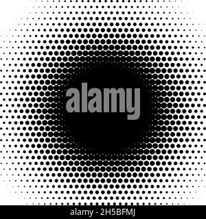 Radial Halftone pattern circles round matrix point burst gradient element Stock Vector