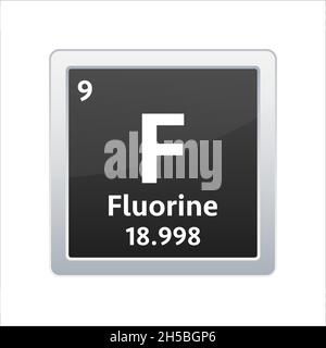 Fluorine symbol. Chemical element of the periodic table. Vector stock illustration. Stock Vector