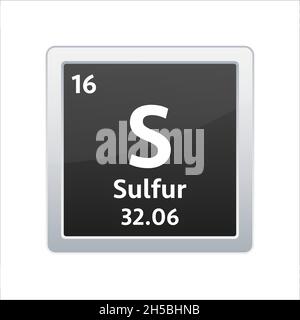 Sulfur symbol. Chemical element of the periodic table. Vector stock illustration Stock Vector