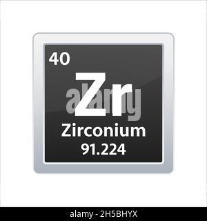 Zirconium symbol. Chemical element of the periodic table. Vector stock illustration Stock Vector