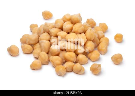 Heap of fresh cooked chickpeas isolated on white background Stock Photo