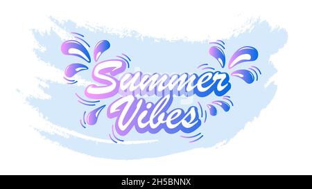 Summer vibes vector text in pastel colors on a white background. Stock Vector