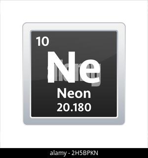 Neon symbol. Chemical element of the periodic table. Vector stock illustration. Stock Vector