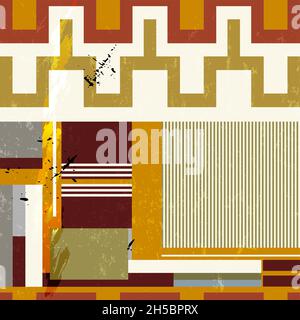 abstract geometric background pattern, with stripes, paint strokes and splashes Stock Vector
