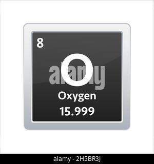 Oxygen symbol. Chemical element of the periodic table. Vector stock illustration. Stock Vector