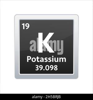 Potassium element periodic table symbol vector icon. Potassium ...