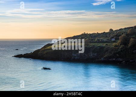 Early morning light falls on St.Mary's Bay in south Devon.