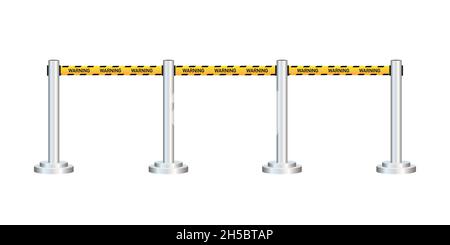 Yellow carpet with red ropes on golden stanchions. Exclusive event, movie premiere, gala, ceremony, awards concept. Vector illustration. Stock Vector