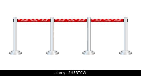 Red carpet with red ropes on golden stanchions. Exclusive event, movie premiere, gala, ceremony, awards concept. Vector illustration. Stock Vector