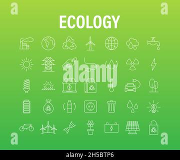 Set ecology, nature. Solar power. Save planet Vector stock illustration Stock Vector