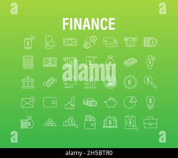 Money, finance, payments. Set outline web icon Vector stock illustration Stock Vector