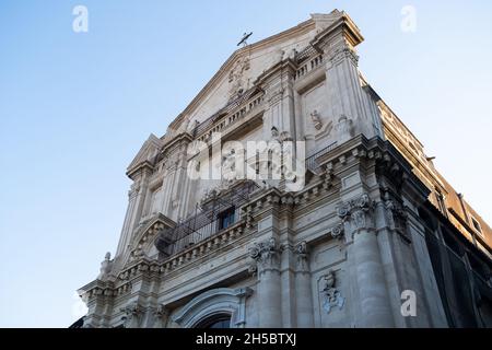 Sicily, Catania - 20 July 2021: Via dei Crociferi street, San Benedetto church Stock Photo