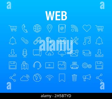 Web icon set. Business. Email icon. Video chat. Vector stock illustration Stock Vector