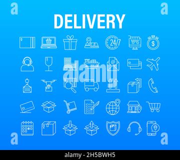 Set with delivery icon. Delivery service. Fast courier. Truck icon set. Vector stock illustration Stock Vector