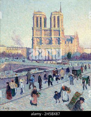 The Quai Saint-Michel and Notre-Dame by Maximilien Luce (1858-1941), oil on canvas, 1901 Stock Photo