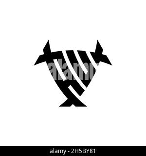AU Monogram logo letter with triangle shield and circle shape style design on isolated background. Triangle monogram logo, shield monogram logo, trian Stock Vector