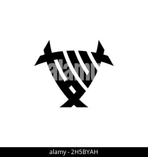 BU Monogram logo letter with triangle shield and circle shape style design on isolated background. Triangle monogram logo, shield monogram logo, trian Stock Vector