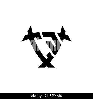CJ Monogram logo letter with triangle shield and circle shape style design on isolated background. Triangle monogram logo, shield monogram logo, trian Stock Vector