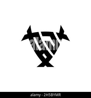 BJ Monogram logo letter with triangle shield and circle shape style design on isolated background. Triangle monogram logo, shield monogram logo, trian Stock Vector