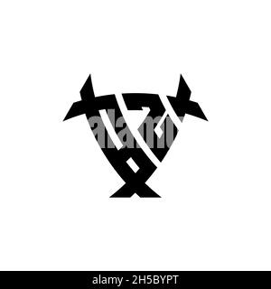 BZ Monogram logo letter with triangle shield and circle shape style design on isolated background. Triangle monogram logo, shield monogram logo, trian Stock Vector