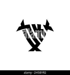 DX Monogram logo letter with triangle shield and circle shape style design on isolated background. Triangle monogram logo, shield monogram logo, trian Stock Vector