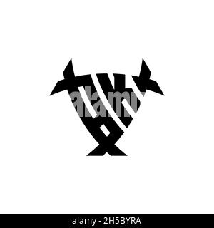 BK Monogram logo letter with triangle shield and circle shape style design on isolated background. Triangle monogram logo, shield monogram logo, trian Stock Vector