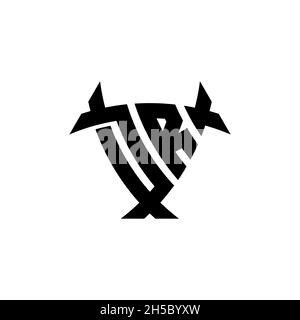 DR Monogram logo letter with triangle shield and circle shape style design on isolated background. Triangle monogram logo, shield monogram logo, trian Stock Vector