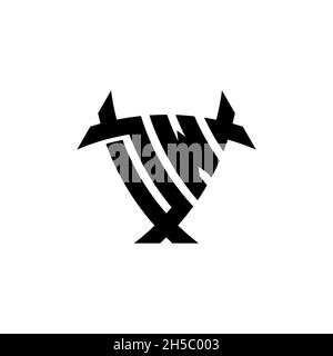 DW Monogram logo letter with triangle shield and circle shape style design on isolated background. Triangle monogram logo, shield monogram logo, trian Stock Vector