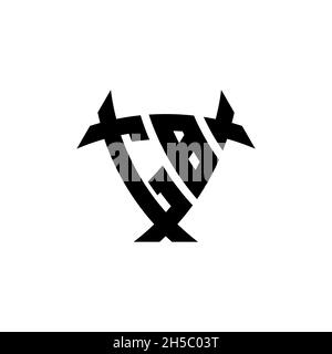 GB Monogram logo letter with triangle shield and circle shape style design on isolated background. Triangle monogram logo, shield monogram logo, trian Stock Vector