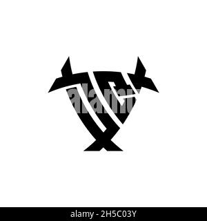 DQ Monogram logo letter with triangle shield and circle shape style design on isolated background. Triangle monogram logo, shield monogram logo, trian Stock Vector