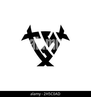 GS Monogram logo letter with triangle shield and circle shape style design on isolated background. Triangle monogram logo, shield monogram logo, trian Stock Vector