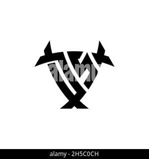 DS Monogram logo letter with triangle shield and circle shape style design on isolated background. Triangle monogram logo, shield monogram logo, trian Stock Vector
