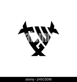 EU Monogram logo letter with triangle shield and circle shape style design on isolated background. Triangle monogram logo, shield monogram logo, trian Stock Vector