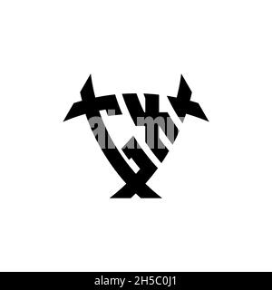 GX Monogram logo letter with triangle shield and circle shape style design on isolated background. Triangle monogram logo, shield monogram logo, trian Stock Vector