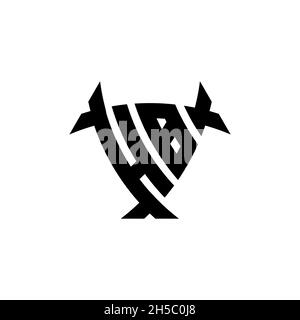 HB Monogram logo letter with triangle shield and circle shape style design on isolated background. Triangle monogram logo, shield monogram logo, trian Stock Vector