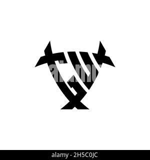 GU Monogram logo letter with triangle shield and circle shape style design on isolated background. Triangle monogram logo, shield monogram logo, trian Stock Vector