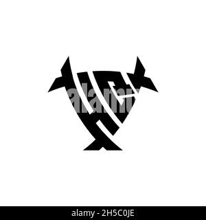 HQ Monogram logo letter with triangle shield and circle shape style design on isolated background. Triangle monogram logo, shield monogram logo, trian Stock Vector