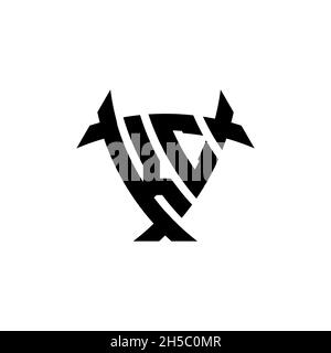 KC Monogram logo letter with triangle shield and circle shape style design on isolated background. Triangle monogram logo, shield monogram logo, trian Stock Vector