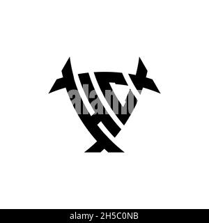 HC Monogram logo letter with triangle shield and circle shape style design on isolated background. Triangle monogram logo, shield monogram logo, trian Stock Vector