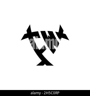 FW Monogram logo letter with triangle shield and circle shape style design on isolated background. Triangle monogram logo, shield monogram logo, trian Stock Vector