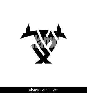 JS Monogram logo letter with triangle shield and circle shape style design on isolated background. Triangle monogram logo, shield monogram logo, trian Stock Vector