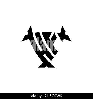 HF Monogram logo letter with triangle shield and circle shape style design on isolated background. Triangle monogram logo, shield monogram logo, trian Stock Vector